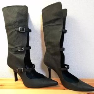 90s Japanese buckle heels boots